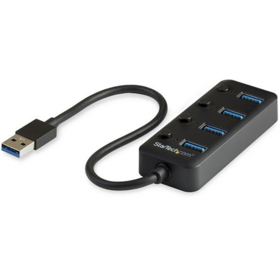 StarTech.com 4-Port USB 3.0 Hub - 4x USB-A Ports with Individual On/Off Switches - Bus-Powered USB Splitter - Portable USB 3.0 Port Expanderidx ETS5316045